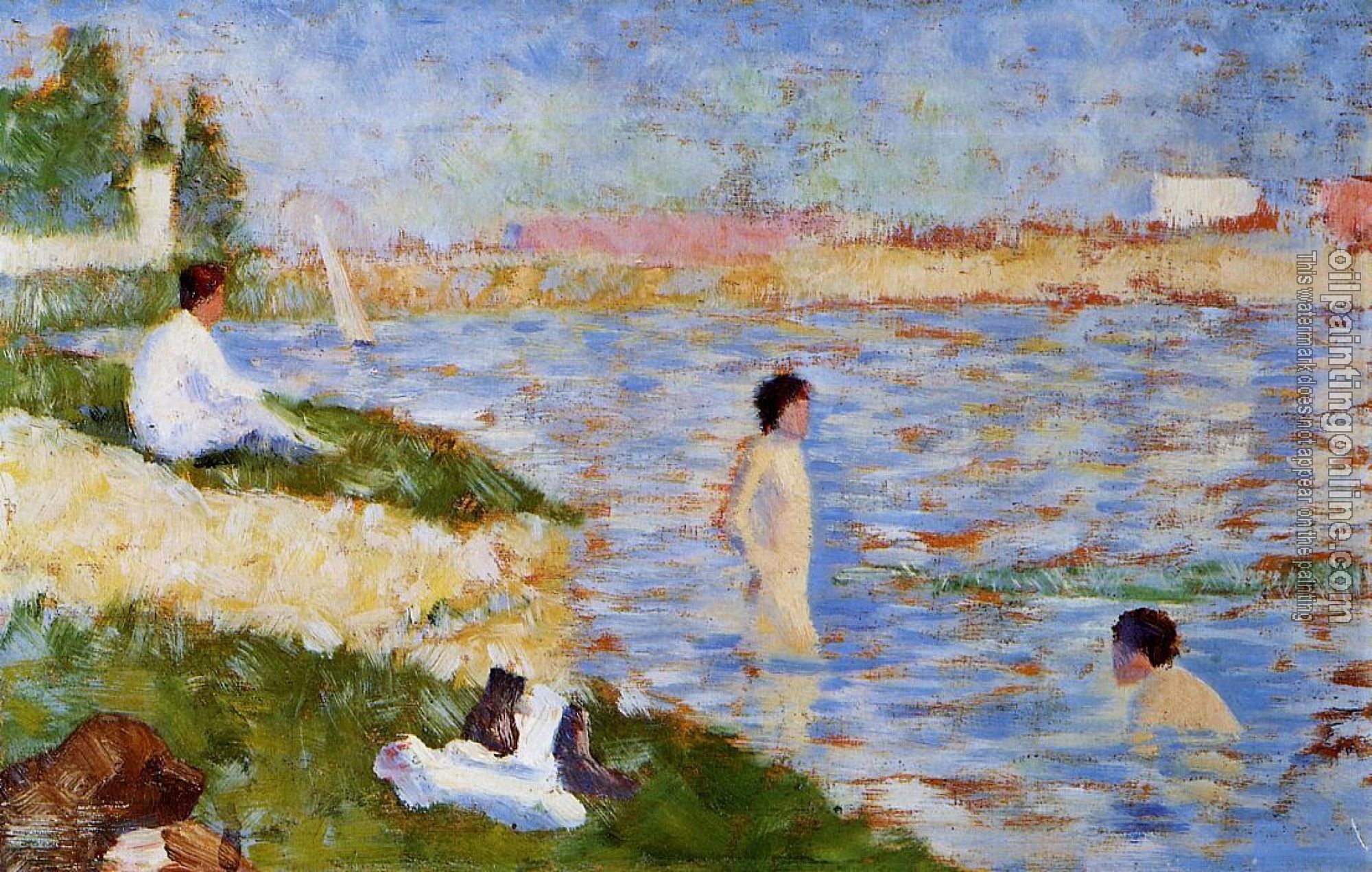 Seurat, Georges - Bathing at Asnieres, Bathers in the Water